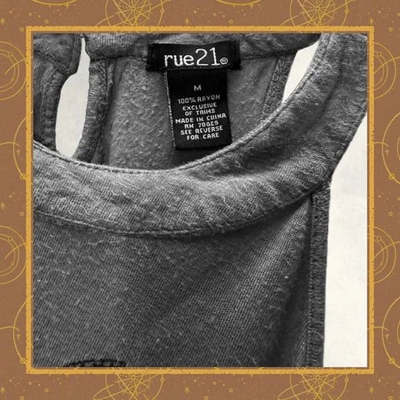 Rue21 Dreamer Graphic Crop Tank Top Medium Y2K Boho Flowy Gray Festival - Picture 8 of 8